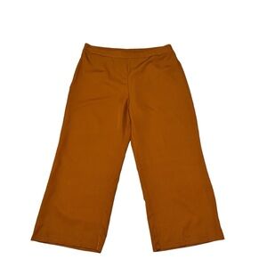 SHEIN Women's Size 1XL Wide Leg Ankle Pants Burned Orange Side Zipper Polyester